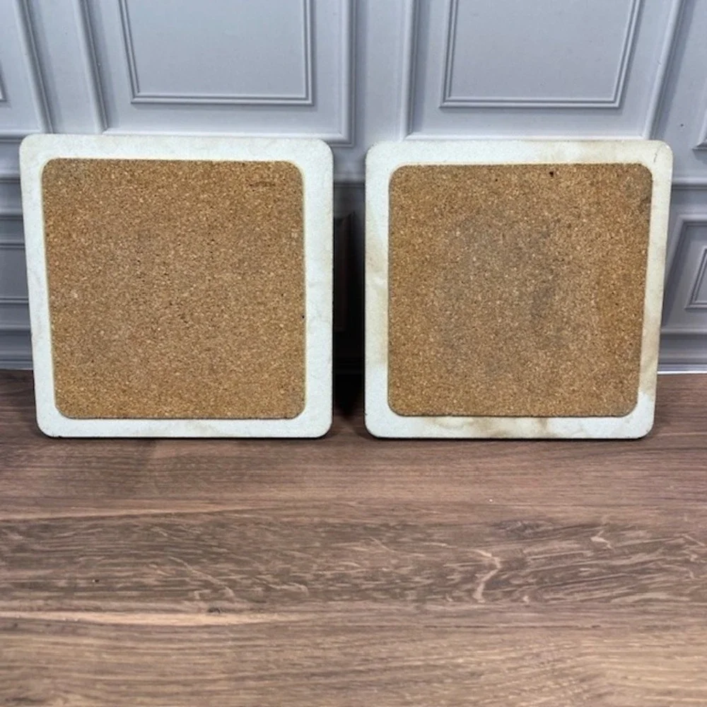 Dragonfly & Bumble Bee Ceramic Coasters Distressed Rustic Cork Backing Set‎ of 2